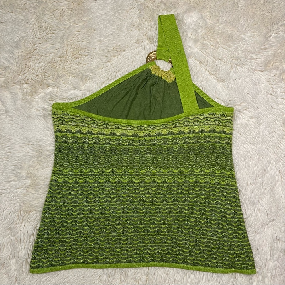 Boston Proper Green One Shoulder Sleeveless Knit Top w/ Gold Hoop - Picture 8 of 13